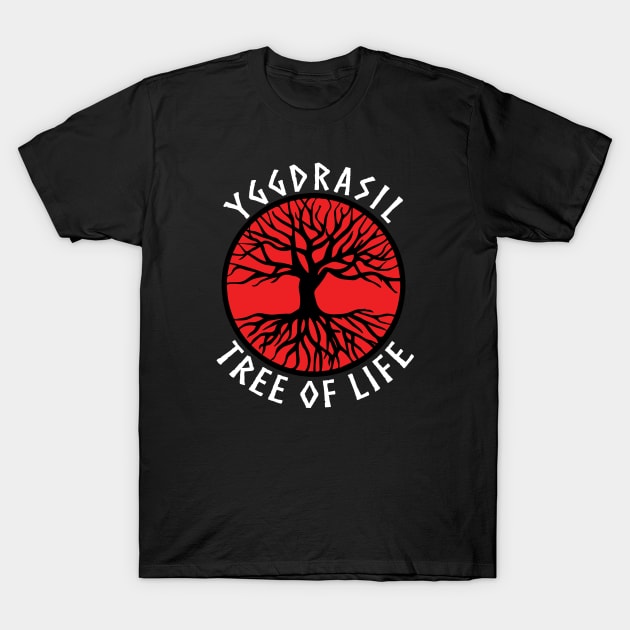 tree of life Yggdrasil Red Valhalla Vikings T-Shirt by vikki182@hotmail.co.uk